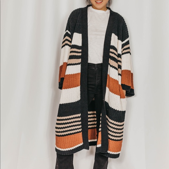 NEW // Color Block Kimono Chenille Cardigan - Picture 3 of 7